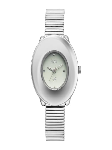 Image of Fastrack Vyb Runway with Quartz Analog Light Green Dial Steel Stainless Steel Strap Watch for Girls - FV60121SM01W