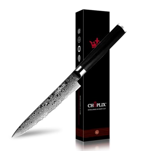 Obsidian Series 6-inch Utility Knife - Professional Chef Knives with Ultra Sharp 67 Layer Damascus Steel Blades, Ergonomic G10 Handles for Precision Cutting, Home Cooking, Chopping & Kitchen Utility