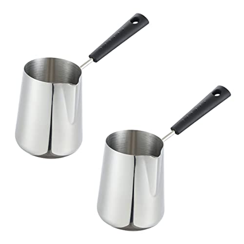 FUNOMOCYA 2Pcs Stainless Steel Melting Pot Hot Cheese Boiler for Milk Heating Baking Capacity for Stovetop Use