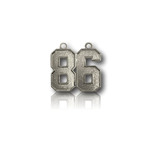 Number 86 Silver Plated Jersey Style Sports Necklace Charm Pendant (0.8