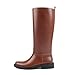 JOY IN LOVE Knee High Boots for Women Low Chunky Block Heel Faux Leather Wide Calf Riding Tall Boots Brown Matte US8