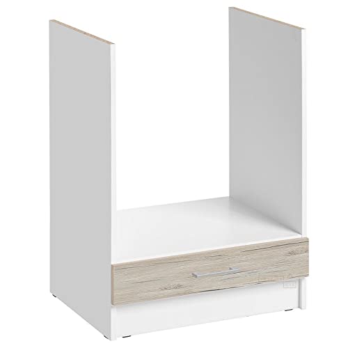 Cuisineandcie - Meuble Four ENCASTRABLE ECO Noyer Blanchi L 60cm + Tiroir inférieure de Rangement - Meuble pour Four encastrable Cuisine