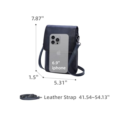 Image of Iswee Rfid Blocking Small Crossbody Bag for Women Travel Classic Style | Genuine Leather，Adjustable Shoulder Strap,Fits 6.9 inch Phone,Anti-Theft Purse,Perfect for Daily Use and Weekend Travel
