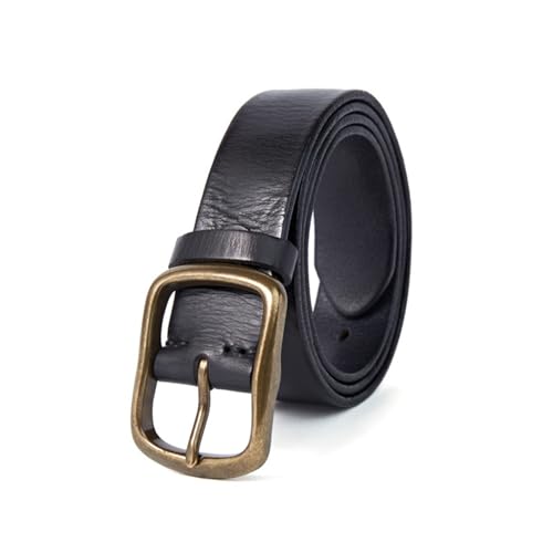 Men's 38mm Casual Jean Belt, Handmade Cowhide Leather With Bronze Single Prong Buckle2