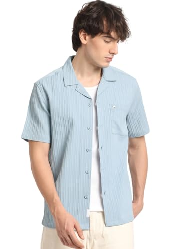 Image of Men's Blue Stripe Regular Fit Casual Shirt