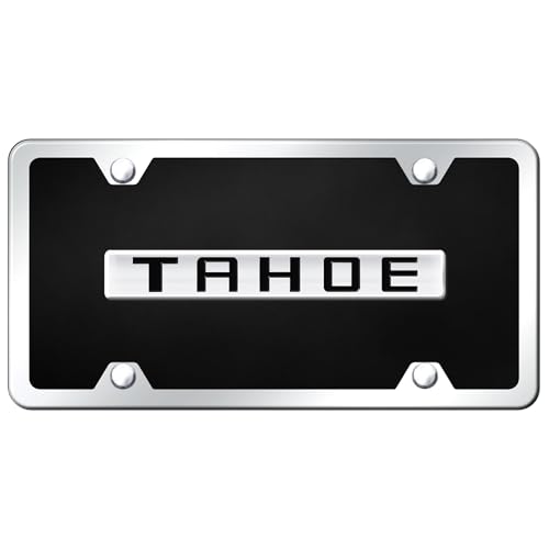 Au-TOMOTIVE GOLD Name License Plate for Chevy Tahoe (Chrome on Black)