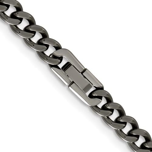 The Black Bow Men's 7.5mm Titanium Polished Classic Curb Chain Necklace, 24 Inch - Image 2