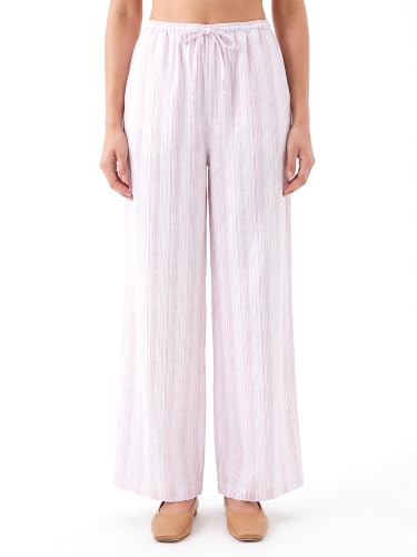 Image of PURVAJA Women's Comfort Wide Leg Full Length Flat-Front Printed Trouser
