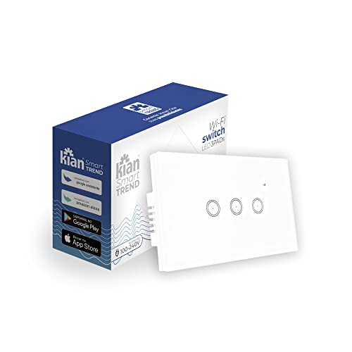 Interruptor Touch Inteligente Kian 3 vias Branco - Wi-Fi Switch Bivolt Compatível com Alexa e Google