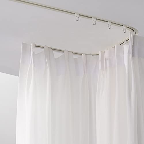 Barra de cortina de ducha de esquina ajustable, extralarga, 2 m, riel curvado resistente para baños, bañeras, ventanas de bahía y separadores de habitación, montaje en techo empotrado