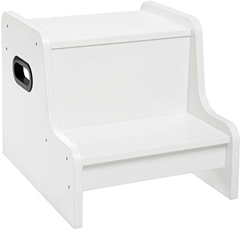 HOOBRO Tritthocker für Kinder, Tritt-Schemel, Kinderschemel mit 2 Stufen, mit Antirutschmatte und Griff, multifunktional, für Badezimmer, Küche, Kinderzimmer, Weiß EWT01JD01G1