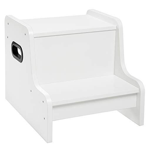 HOOBRO Tritthocker für Kinder, Tritt-Schemel, Kinderschemel mit 2 Stufen, mit Antirutschmatte und Griff, multifunktional, für Badezimmer, Küche, Kinderzimmer, Weiß EWT01JD01G1
