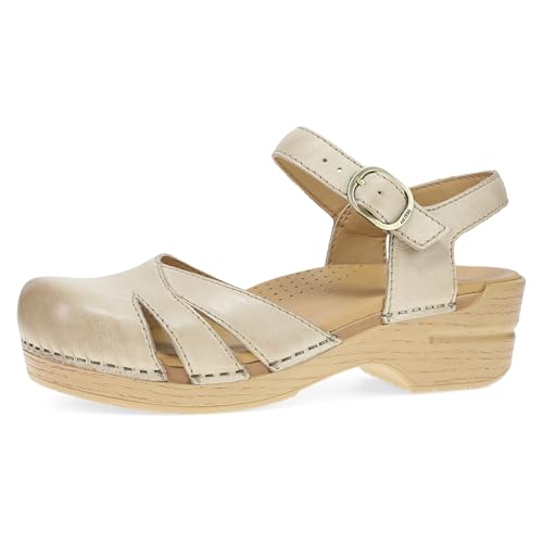 Image of Dansko Margreta Women's Mary Jane Clog - Leather Upper with Cutout Details, Adjustable Strap and Padded Footbed