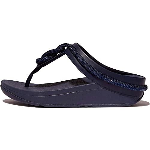 Image of FitFlop Women's Fino Crystal-Cord Leather Toe-Post Sandal