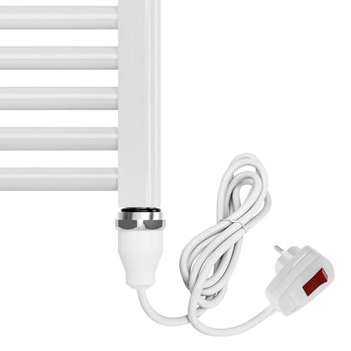 EMKE Heizstab für Badheizkörper 600W, Heizpatrone mit Schalter für Heizkörper Handtuchheizkörper Elektrisch, Heizelement aus Edelstahl Weiß