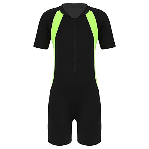 Boys Girls One Piece Short Sleeve Rash Guard Swimsuit Sun Protection Wetsuit Zipper Bathing Suits