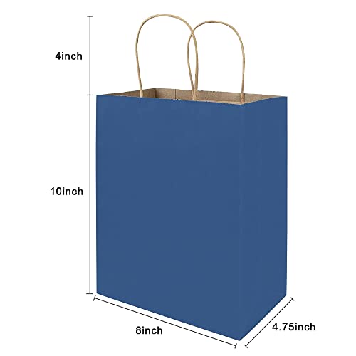 Bagmad B300-2118 50 Pack 8X4.75X10 Inch Medium Blue Kraft Paper Bags thumb #2
