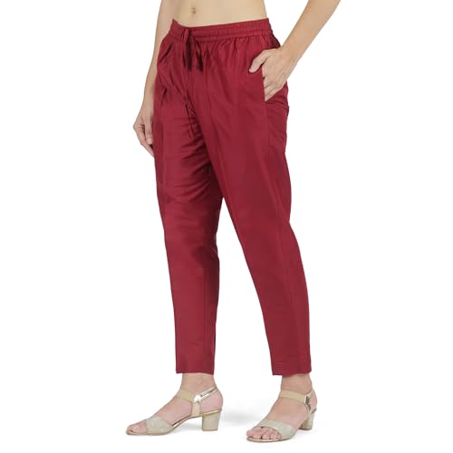 Image of Trouser Pants for Women,Stylish Trousers for Woman for Kurti Relaxed & Regular Straight fit Palazzo,Ethnic Bottom Formal Pants for Women Office wear Casual & Daily Use