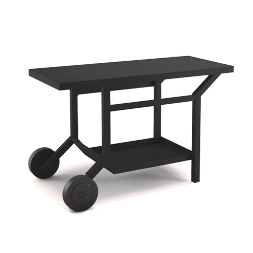 Forge Adour – Table Roulante Plancha Acier Noir, 2 Grandes Roues, Plan de Travail 50 kg, Compatible Toutes Planchas 45, 60 et 75 cm, Garantie 2 Ans