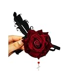 Yuri Gothic Lolita Rose Eye Patch Mask Single Retro Black Fit Hallowmas Party Accessories (red) Feather