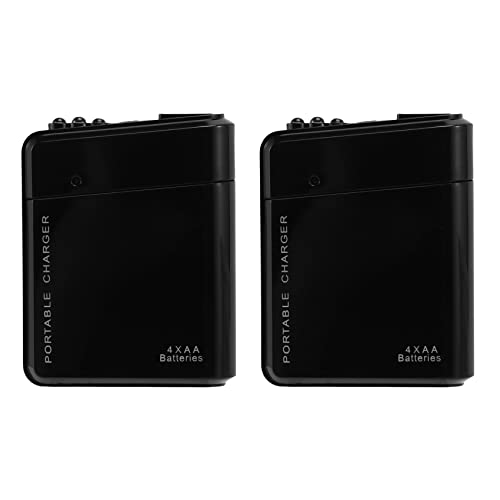 Fegtrty 2 cargadores de energía de emergencia portátiles con 4 pilas AA, color negro, USB para teléfono celular