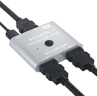 BolAAzuL 8K HDMI 2.1 Splitter Switch 2 in 1 out/1 in 2 out, HDMI 2.1 Splitter 1 in 2 Out HDMI 2.1 a/b Switch 2 in 1 Out 8K@60Hz 4K@120Hz 48Gbps DPCP for Xbox PS5 PS4 Blue-ray Player-Bi-Directional