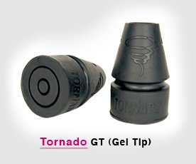 Thomas Fetterman Tornado Gel Cane & Crutch Tips, Fits Shafts of 3/4 to 1 Inch, Black, Pair