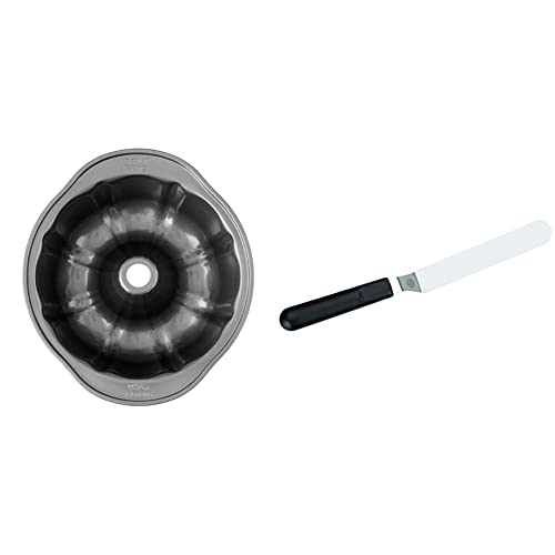 Image of Wilton Perfect Results Premium Non-Stick 9-Inch Fluted Tube Pan & Icing Spatula, 13-Inch, Angled Cake Spatula, Steel