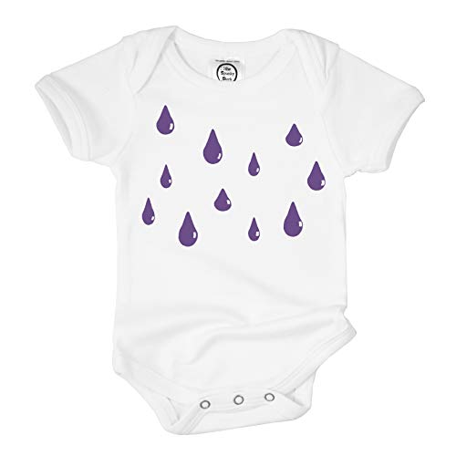 The Spunky Stork Unisex Baby Purple Rain Drops Music Fan Organic Infant Bodysuit