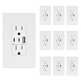 TOPGREENER 4.2A 3-Port Type C USB Outlet, 15 Amp Receptacle Plug, Charging Power Outlet with Dual Type C&A...