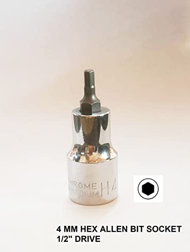 Image of 1 /2 inch Drive Allen Hex Bit Socket, Heavy Duty, Chrome Vanadium Steel, Anti-Slip & Anti-Corrosion, 4 MM, HEX ALLEN BIT SOCKET