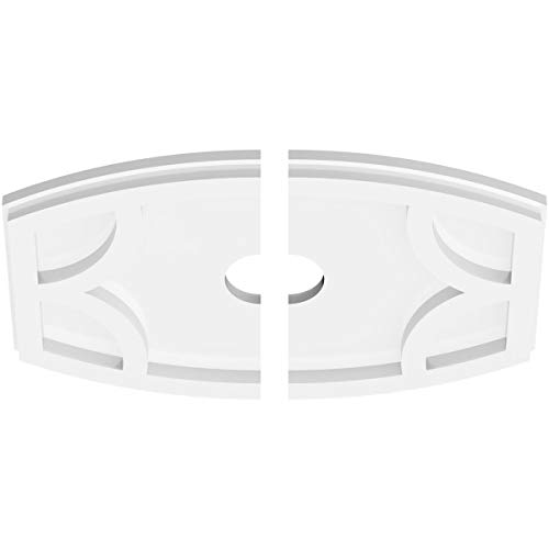 Image of Ekena Millwork CMP14X9KY2-02000 Kailey Architectural Grade PVC Contemporary, Two Piece Urethane Ceiling Medallions 14 inchW x 9 3 /8 inchH x 2 inchID x 7 1 /2 inchC x 1 inchP