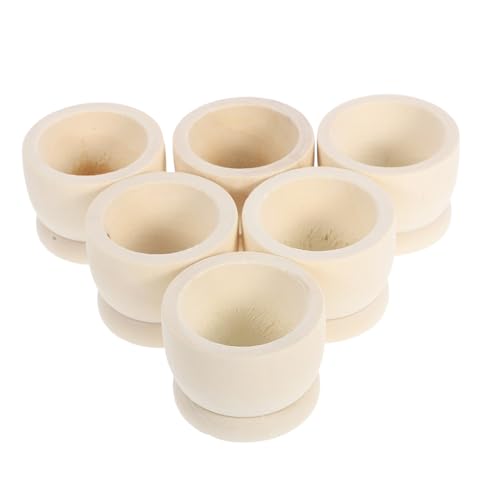 Cabilock 6Pcs Unpainted Wooden Easter Egg Holders Egg Painting Tools for Festive Parties Home Decor and Craft Activities