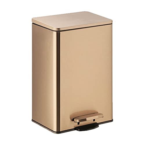 Corbeille à papier 9l poubelle cuisine dorée en acier inoxydable