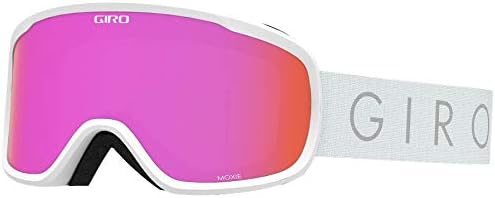 Giro Moxie Ski Goggles - Snowboard Goggles for Women & Youth - White Core Light Strap with Amber Pink/Yellow Lenses