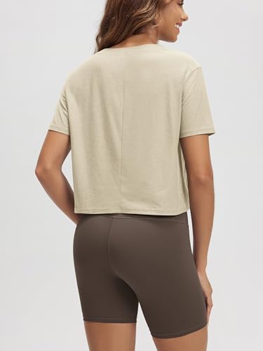 Image of ODODOS Women's Performance Cropped Tee Ultra Soft odSTRATUM Tech Short Sleeve Relaxed Top Crew Neck T-Shirts