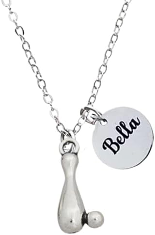 Bowling Necklace, Pertsonalized Engraved Name Charm, Custom Bowler Jewelry - Bowling Ball and Pin Necklace For Women, Teens & Girls