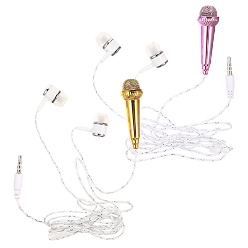 Kisangel 2pcs Mini Microphone for Smartphones and Portable Tiny Singing Mic for and Karaoke Compatible Tablets and Design