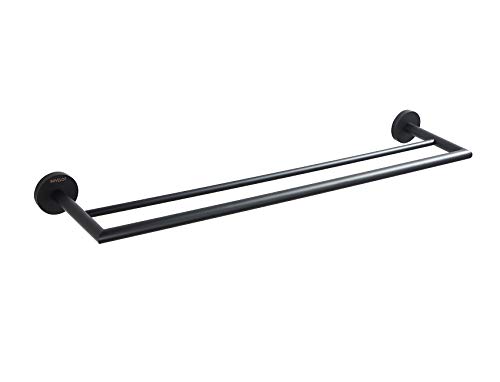 BUVELOT Double Towel Bar 26 Inches, Bathroom Hotel Style Towel Holder, Lavatory Bath Towel Shelf, Modern Minimalist Towel Rack for Bathroom Wall Mounted, Matte Black, 077080-MB Leo Series