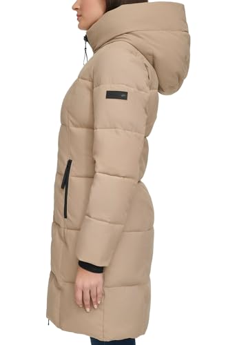 Calvin Klein Women's Hooded Oxford Puffer Jacket Coat (US, Alpha, Small, Regular, Regular, True Khaki)3