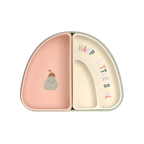 LÄSSIG Baby Enfant Set de vaisselle Assiette en silicone Bol Assiette à goûter/Silicone Dish Set Happy Fruits Cherry