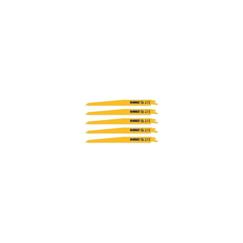 DEWALT Reciprocating Saw Blades, Tapered Back, Bi-Metal, 9-Inch 6-TPI, 5-Pack (DW4803)