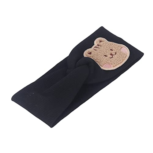 Elastisches Baby-Stirnband, Baumwoll-Stirnbänder für Kinder, Kleinkinder, Neugeborene (Schwarz LR063682)