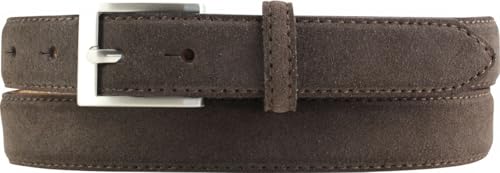 BELTINGER Gürtel aus Veloursleder 2,5 cm | Velour-Ledergürtel für Herren und Damen 25mm | Wildleder-Gürtel mit runder Gürtelschließe | Dunkelbraun 85cm