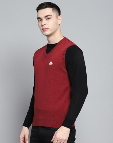 Image of Monte Carlo Men Regular Fit Sleeveless Solid V Neck Winter Sweater (Pack of 1)