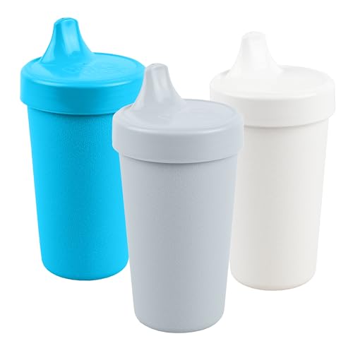 Re-Play Made in USA 10 Oz. Sippy Cups for Toddlers, Set of 3 - Reusable Spill Proof Cups for Kids, Dishwasher/Microwave Safe - Hard Spout Sippy Cups for Toddlers 3.13