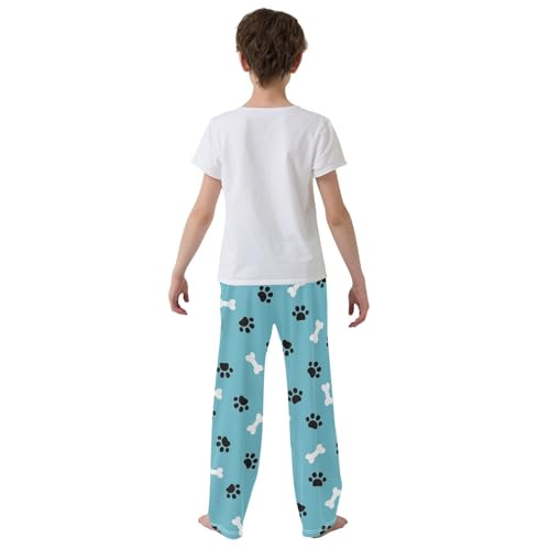 Boys' Pants Black Paw White Bone Blue Long Bottoms Jogger Pants Elastic Waist Trousers with Pockets S-XL3