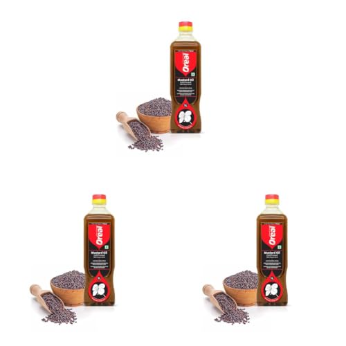 Image of Oreal Organic Kacchi Ghani Mustard Oil, 1L (Pack of 3)