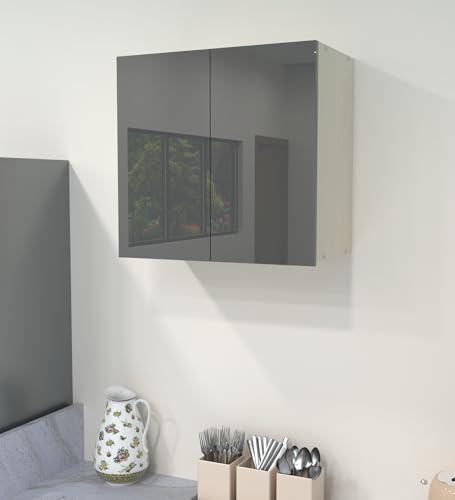Image of SPECIALITY PANELS 2 Door Mirror Glossy Triple Layered UV Resistant Handless Cabinet Wall Mounted Storage Unit Space Saving Cupboard for Kitchen Bathroom Living Room Utility Organizer | DIY Assembly