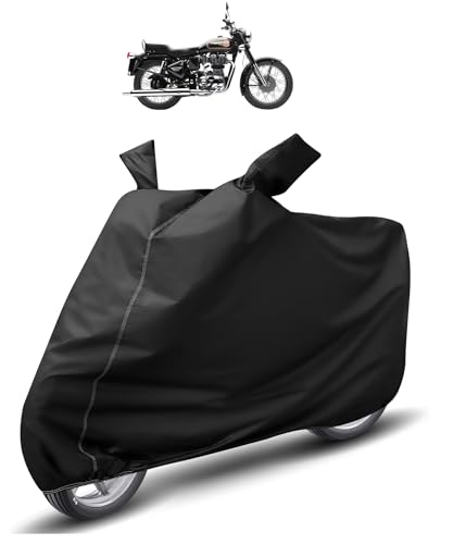 Image of Auto Hub Waterproof Bike Cover Compatible with RE Bullet 350 Dustproof, UV Protection Two Wheeler Bike Bullet 350 Cover - Black